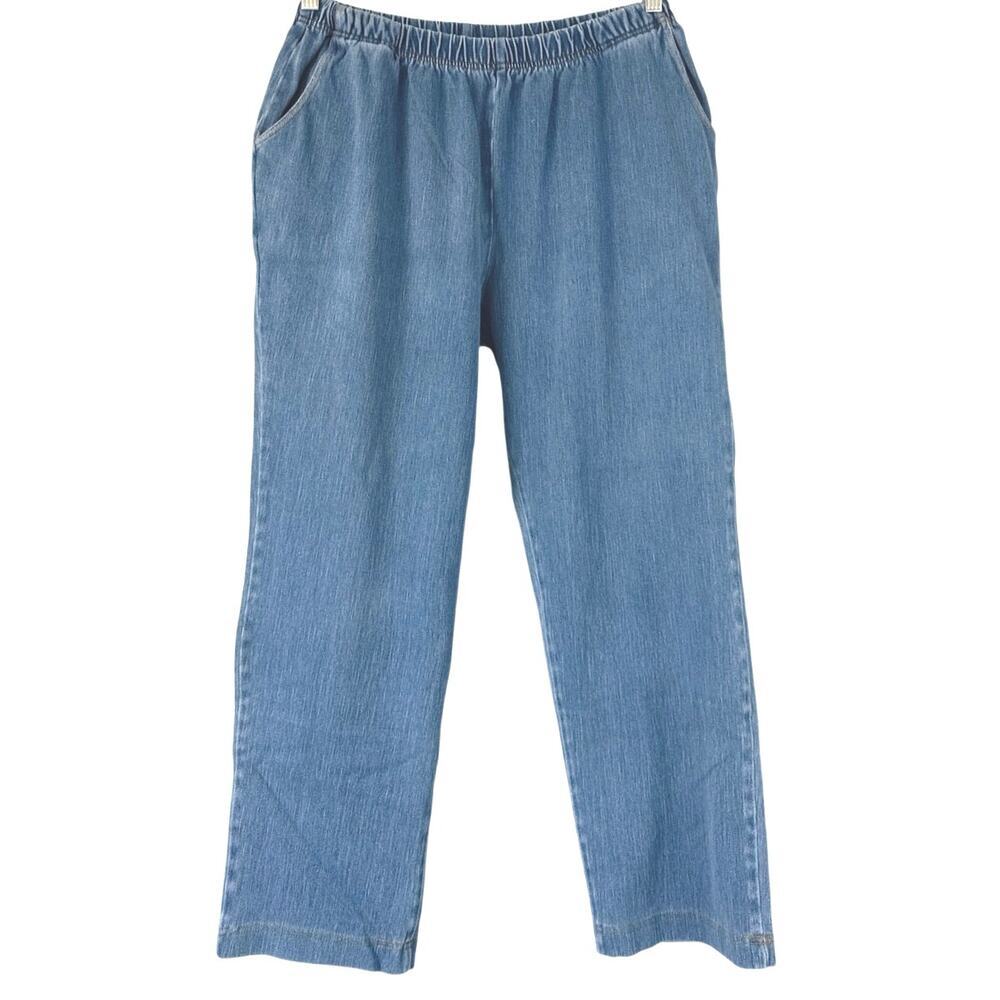 L.L.Bean Women's Denim Pull On Straight Jeans Size XL Reg Blue